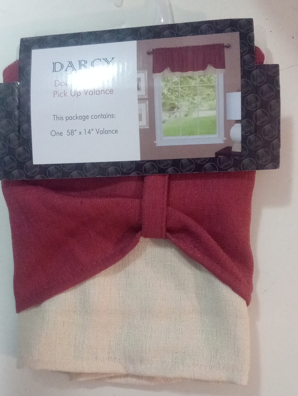 Achim Home Decor Two-Tone Pick Up Valance  NWT $30 Darcy Burgandy